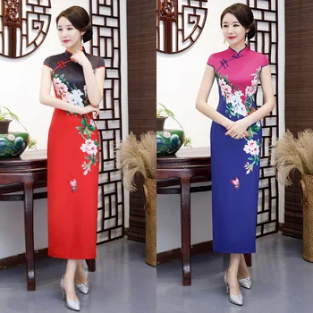 New Traditional Chinese Women's Elegant Long Qipao Printed Lady Qipao Silm Dress Oriental Female Cheongsam Sexy Dress Clothing 
New Traditional Chinese Women's Elegant Long Qipao Printed Lady Qipao Silm Dress Oriental Female Cheongsam Sexy Dress Clothing