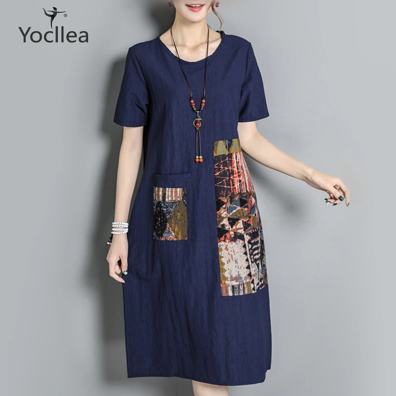 2019 New dress Women Daily Loose casual O-Neck Short sleeve dress vintage Patchwork summer dress vestiodos
2019 New dress Women Daily Loose casual O-Neck Short sleeve dress vintage Patchwork summer dress vestiodos