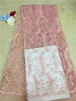 Latest French Lace Fabrics 2019 Pink High Quality African Tulle Lace Fabric with sequins For Wedding Dress
Latest French Lace Fabrics 2019 Pink High Quality African Tulle Lace Fabric with sequins For Wedding Dress