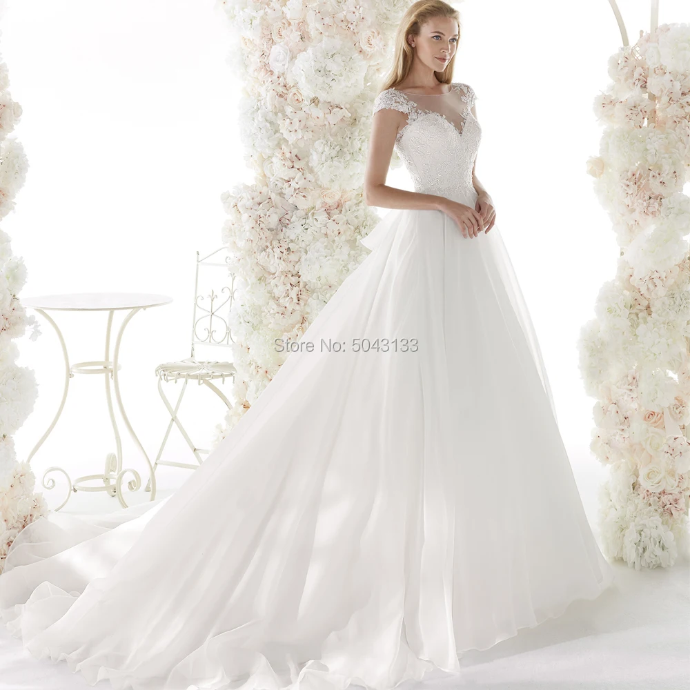 Vintage Appliques A Line Wedding Dresses 2019 Sexy Scoop Neck Short Sleeves Beach Chiffon Wedding Formal Gowns Court Train
Vintage Appliques A Line Wedding Dresses 2019 Sexy Scoop Neck Short Sleeves Beach Chiffon Wedding Formal Gowns Court Train