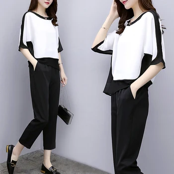 2019 Korean Chiffon Black And White 2 Pcs Set Loose Harem Pants Summer Outfits Office Women 2 Piece Sets Plus Size Clothes
2019 Korean Chiffon Black And White 2 Pcs Set Loose Harem Pants Summer Outfits Office Women 2 Piece Sets Plus Size Clothes