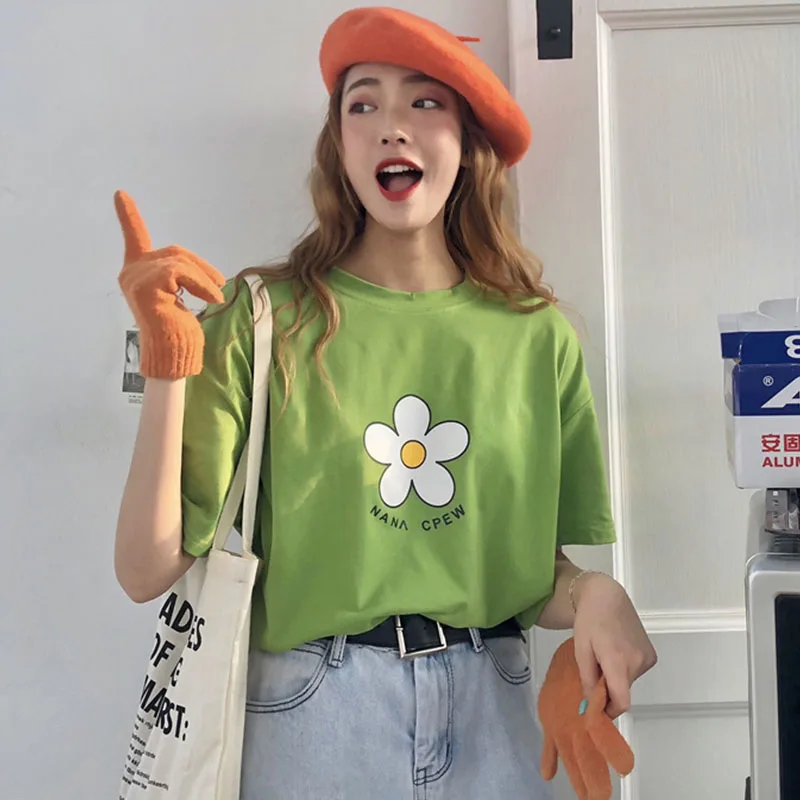 Harajuku new ulzzang flowers cute Korean cotton short-sleeved O-neck summer fashion casual loose female large size T-shirt
Harajuku new ulzzang flowers cute Korean cotton short-sleeved O-neck summer fashion casual loose female large size T-shirt