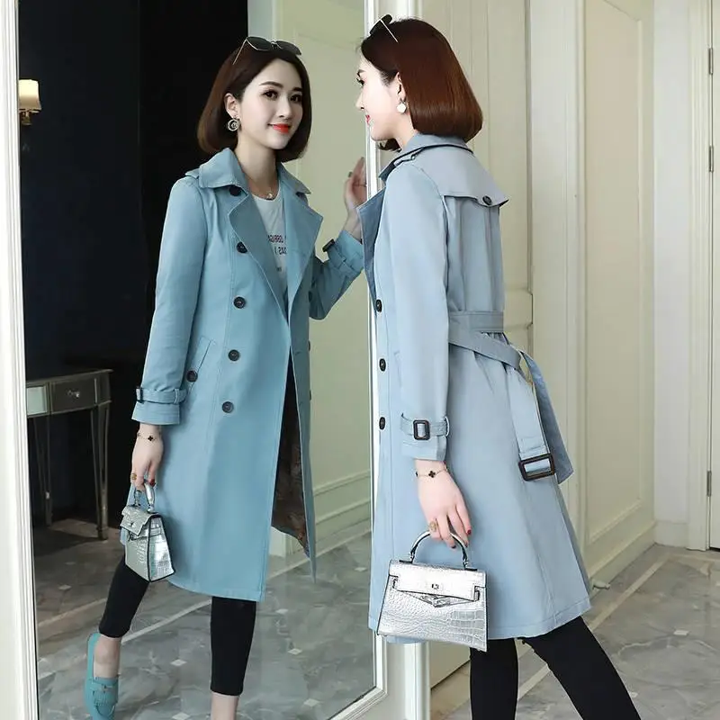 2019 Spring Autumn Women Fashion Slim Double Breasted Mid-long Trench Coat With Belt Female Solid Windbreaker Cloak Mujer R126
2019 Spring Autumn Women Fashion Slim Double Breasted Mid-long Trench Coat With Belt Female Solid Windbreaker Cloak Mujer R126