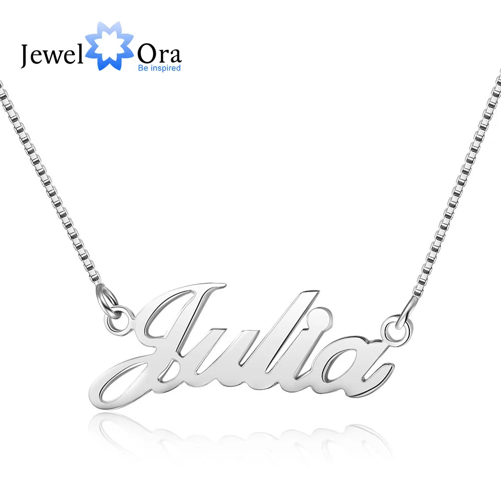 Image DIY Christmas Gift Name Pendant Personalized 925 Sterling Silver Name Necklace For Friends With Box (JewelOra NE101640)