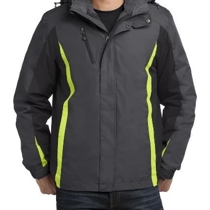 Port Authority J321 Mens Colorblock 3-in-1 Jacket Magnet Grey Black & Charge Green - Medium (1)