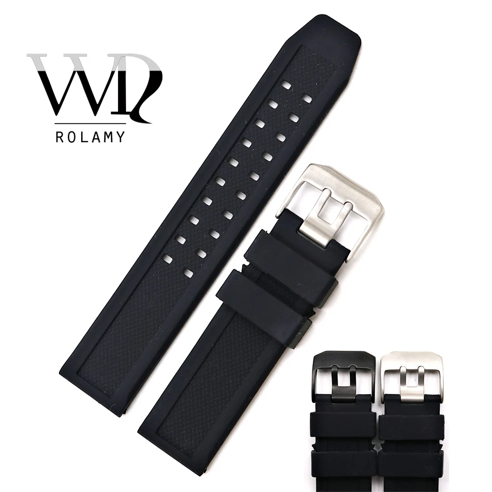 Rolamy 23mm Wholesale High Quality Rubber Silicone Replacement Wrist Watch Band Strap Belt With Black Silver Buckle
Rolamy 23mm Wholesale High Quality Rubber Silicone Replacement Wrist Watch Band Strap Belt With Black Silver Buckle