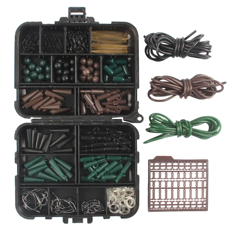 

187pcs/box Carp Fishing Tackle Set Safety Lead Clips Swivels Carp Outdoor Fishing Hooks Accessories Tackle Kit