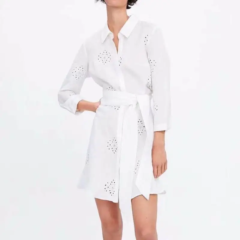 2019 za summer Women lace hollow out cotton dresses belted half sleeve Dress Women full sleeve
2019 za summer Women lace hollow out cotton dresses belted half sleeve Dress Women full sleeve