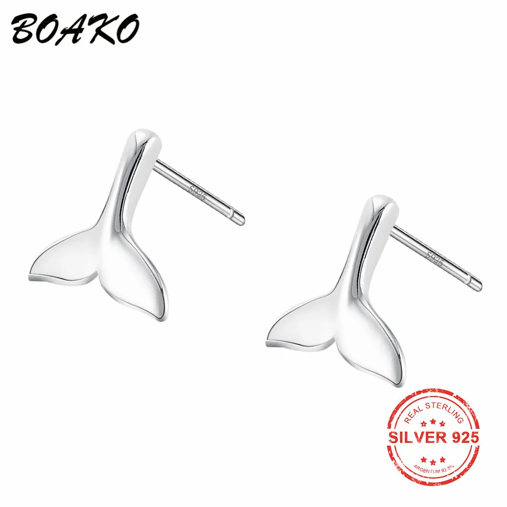 BOAKO Delicate Fish Tail 925 Sterling Silver Earrings For Women Exquisite Mermaid Jewelry Brincos Exquisite Stud Earrings bijoux
BOAKO Delicate Fish Tail 925 Sterling Silver Earrings For Women Exquisite Mermaid Jewelry Brincos Exquisite Stud Earrings bijoux