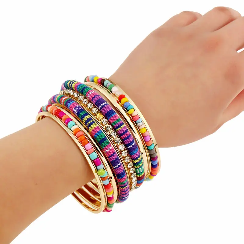 Boho charms tribal ethnic bangle tassel bracelet & bangles