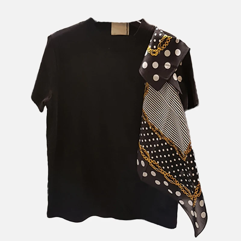 Women's O-Neck T-Shirt Top Polka Dot Scarf Short Sleeve Black White TShirts Tops 2019 Summer Fashion Loose Tee Clothes Ladies
Women's O-Neck T-Shirt Top Polka Dot Scarf Short Sleeve Black White TShirts Tops 2019 Summer Fashion Loose Tee Clothes Ladies