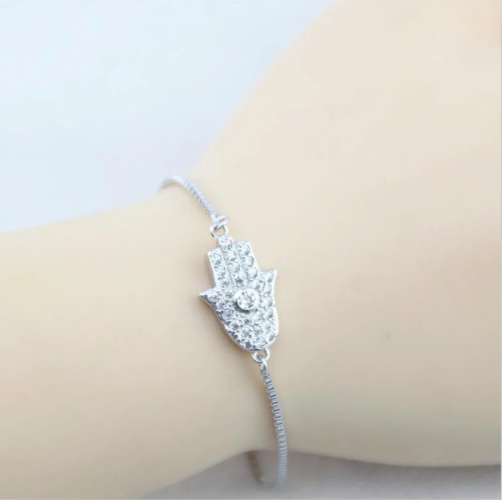 100% 925 sterling silver hamsa bracelet, women and girls good luck bracelet
100% 925 sterling silver hamsa bracelet, women and girls good luck bracelet