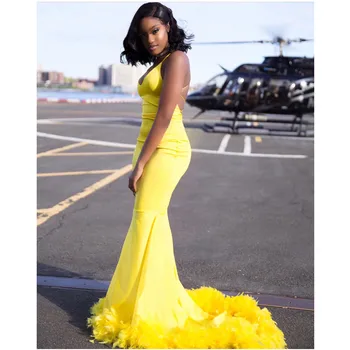 2019 Black Girls Prom Dresses Long 2019 Luxury Feathers Mermaid Evening Dress For Women Elastic Satin Vestidos de fiesta de noch
2019 Black Girls Prom Dresses Long 2019 Luxury Feathers Mermaid Evening Dress For Women Elastic Satin Vestidos de fiesta de noch