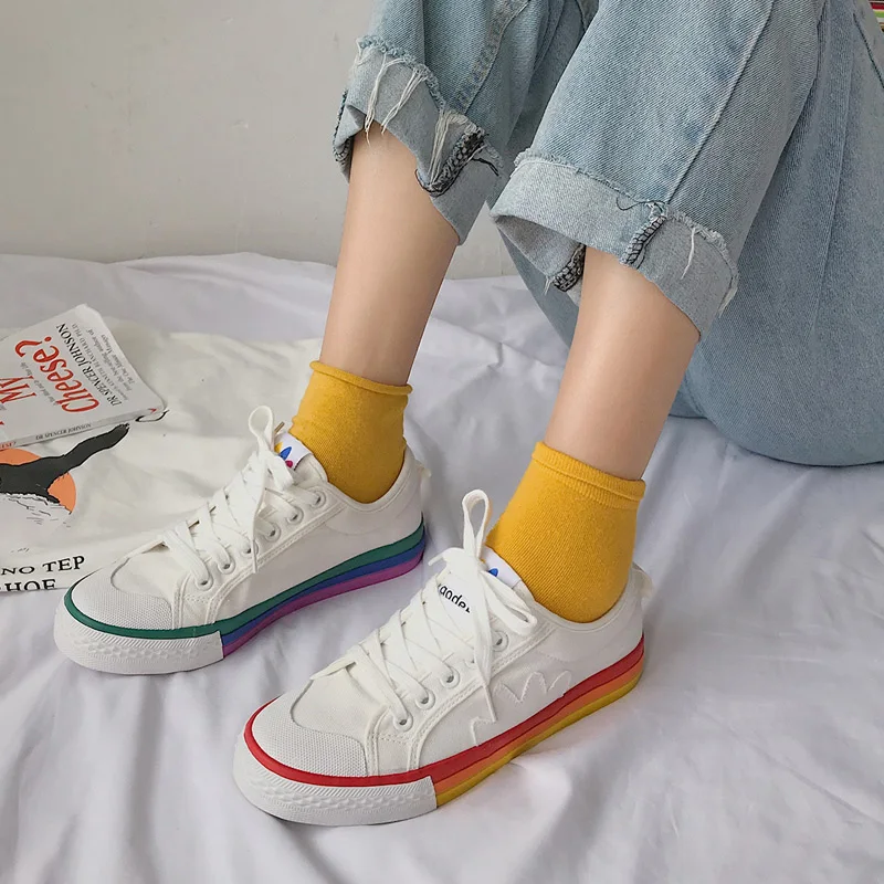 Casual Lace up Rainbow Canvas Sneakers White Women 2019 Zapatilla Mujer Ladies Bambas Vulcanized Shoes Fashion Zapatos De Lona
Casual Lace up Rainbow Canvas Sneakers White Women 2019 Zapatilla Mujer Ladies Bambas Vulcanized Shoes Fashion Zapatos De Lona
