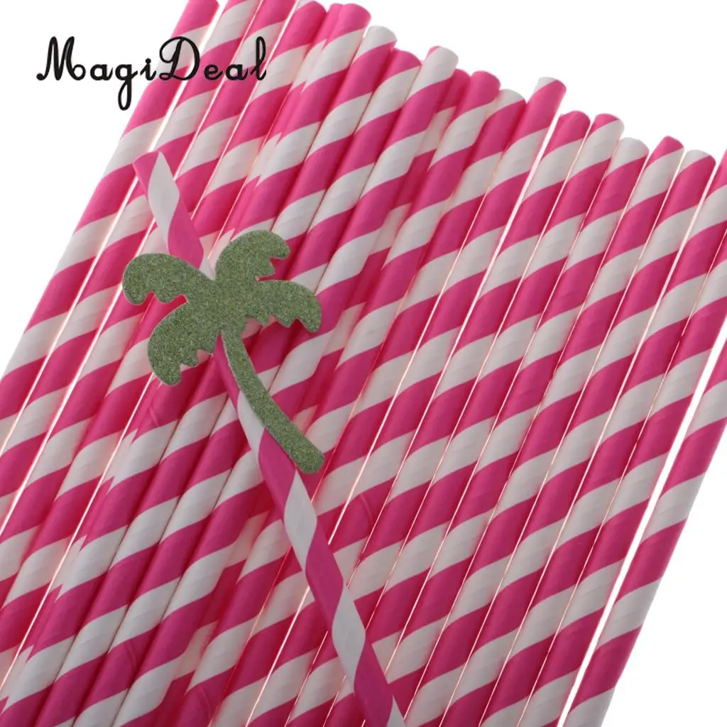 MagiDeal 25pcs Coconut Palm Tree Paper Straws Hawaiian Luau Barware Beach Party Favor
