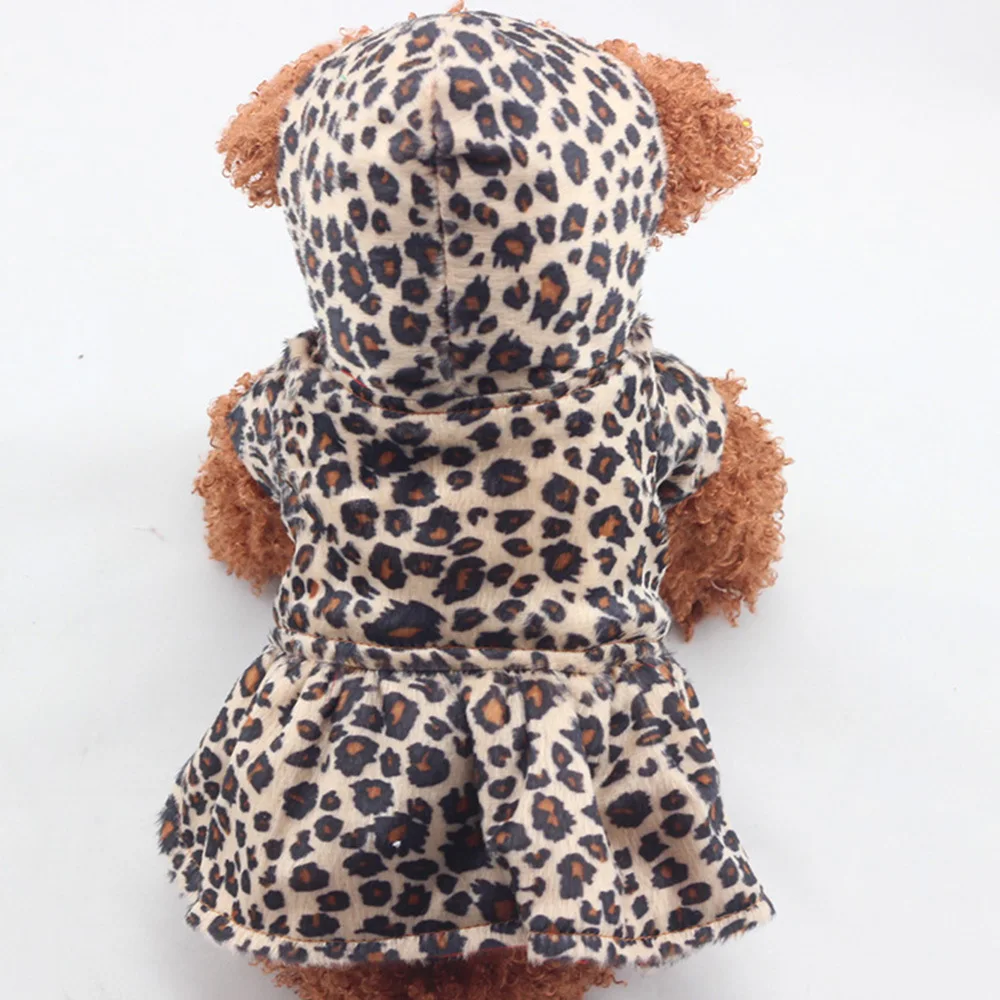 Зимняя одежда для щенков милый Леопардовый Костюм собак хлопковая толстовка с