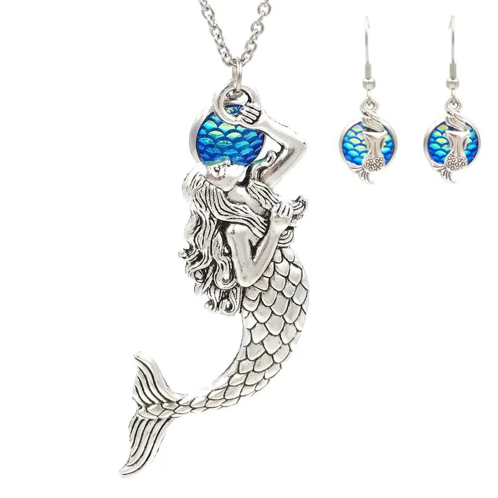 Summer Beach Style Mermaid Pendant Necklace Bule Scale Charm 18" Stainless Steel Chain Fashion Ocean Sea Jewelry for Women Girls
Summer Beach Style Mermaid Pendant Necklace Bule Scale Charm 18" Stainless Steel Chain Fashion Ocean Sea Jewelry for Women Girls