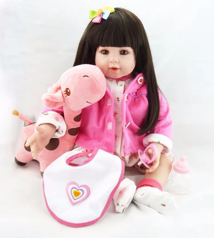 Силиконовая кукла реборн 50 см виниловая игрушка принцессы малыш длинные прямые