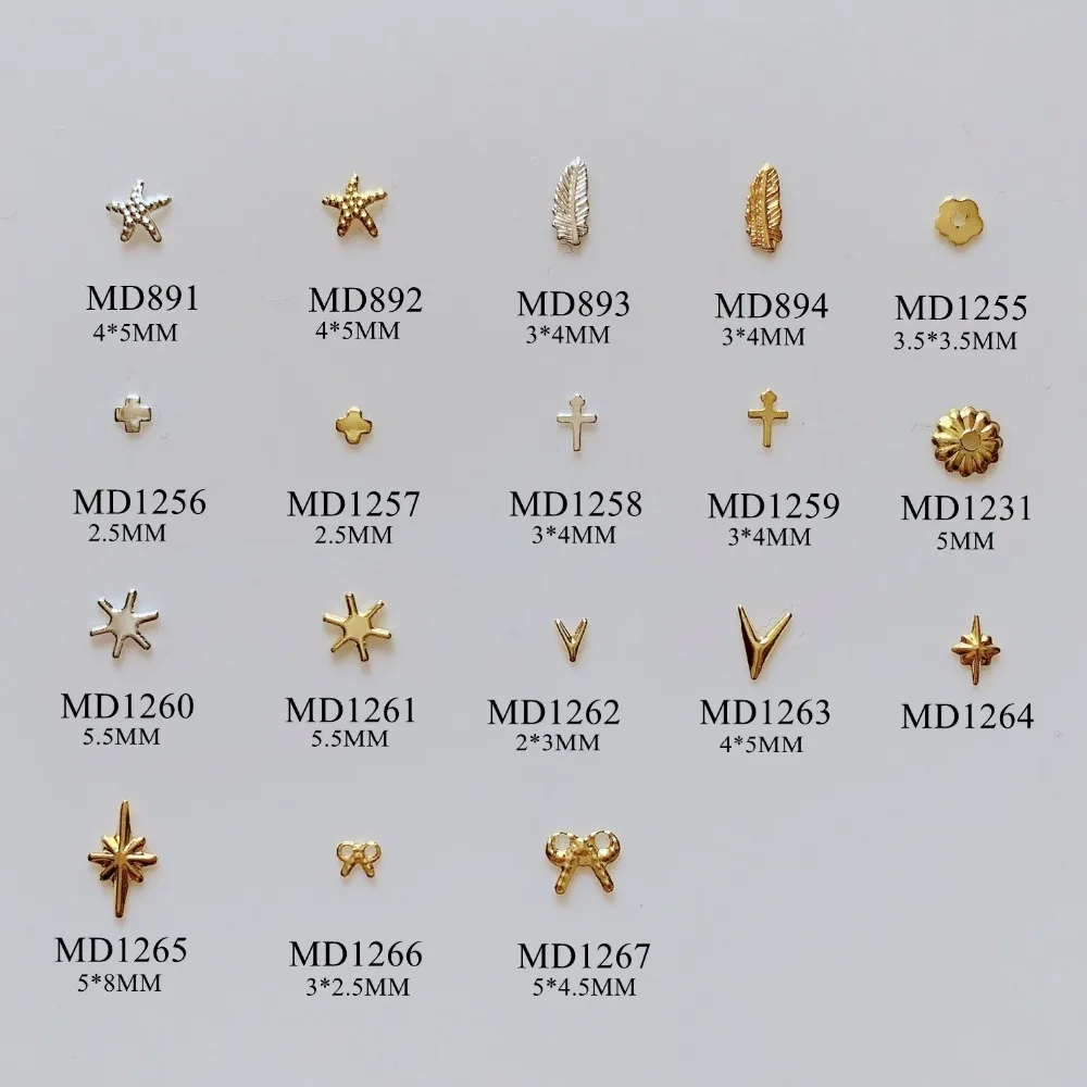 3D Approx. 100pcs/bag Metal Stud Starfish Leaf Cross Flower Star Bow Mini Stud MD891-1267
3D Approx. 100pcs/bag Metal Stud Starfish Leaf Cross Flower Star Bow Mini Stud MD891-1267