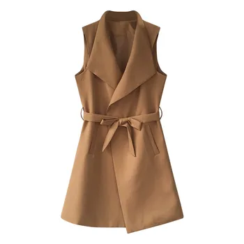 Autumn Sleeveless Long Vest Coat Women Chaleco Mujer Elegant Suit Vest Women Coat Lace Up Black Khaki Fashion Windbreaker C4753
Autumn Sleeveless Long Vest Coat Women Chaleco Mujer Elegant Suit Vest Women Coat Lace Up Black Khaki Fashion Windbreaker C4753