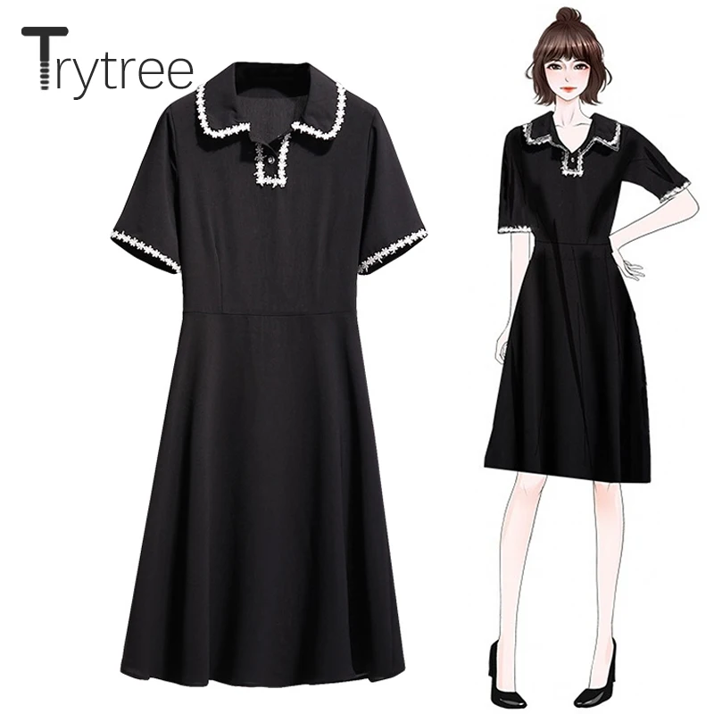 Trytree Summer Autumn Dress Women Casual Solid Dress Short Sleeve shirt Knee-Length t shirt Dress Applique petal Black Dress
Trytree Summer Autumn Dress Women Casual Solid Dress Short Sleeve shirt Knee-Length t shirt Dress Applique petal Black Dress