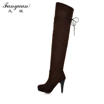 2017 New Brand Sexy High-Heels Shoes Over Knee High Boots Fashion Women Round Toe Platform Winter Lace Up boots Big size 
2017 New Brand Sexy High-Heels Shoes Over Knee High Boots Fashion Women Round Toe Platform Winter Lace Up boots Big size