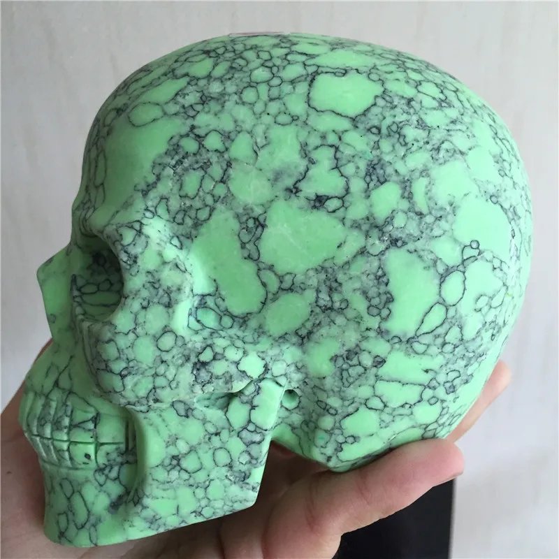 GJ Cheap Price Crystal Skull 5.2'' Hand Carved Colored Green Turquoise Quartz Crystal Reiki Skull for Dec 1.56kg
GJ Cheap Price Crystal Skull 5.2'' Hand Carved Colored Green Turquoise Quartz Crystal Reiki Skull for Dec 1.56kg