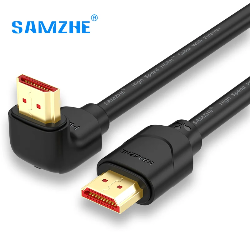 Image SAMZHE HDMI Cable 90 Degree Angle HDMI to HDMI Cable 2K*4K 1M 1.5M 2M 3M 5M 1080P 3D for TV PC Projector PS3 PS4 with