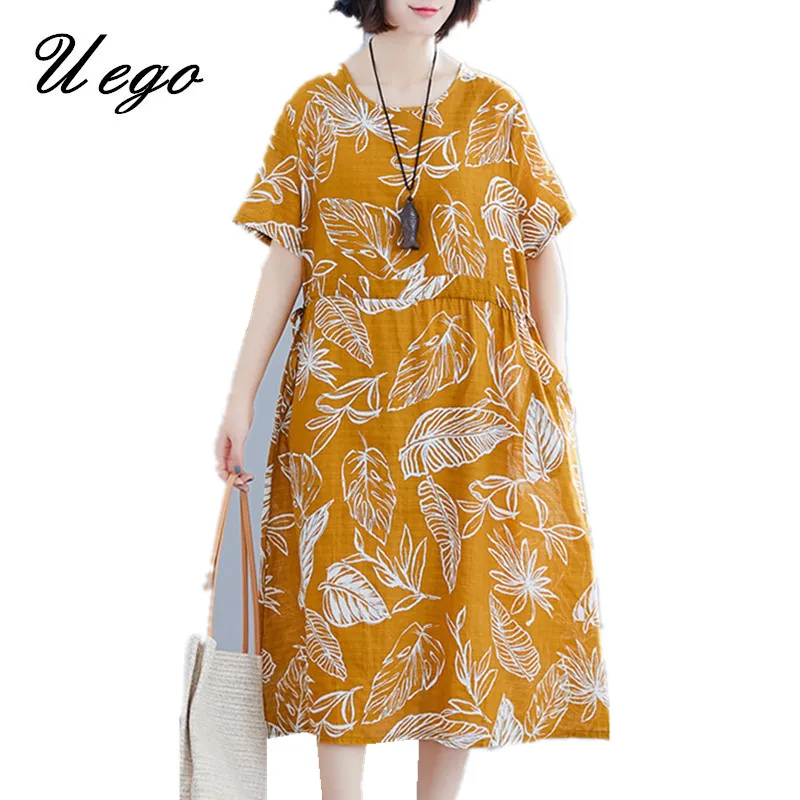 Uego Fashion Print Floral Korea Design Prairie Chic Dress Soft Cotton Linen Loose Summer Dress Slim Waist Women Casual Dress
Uego Fashion Print Floral Korea Design Prairie Chic Dress Soft Cotton Linen Loose Summer Dress Slim Waist Women Casual Dress