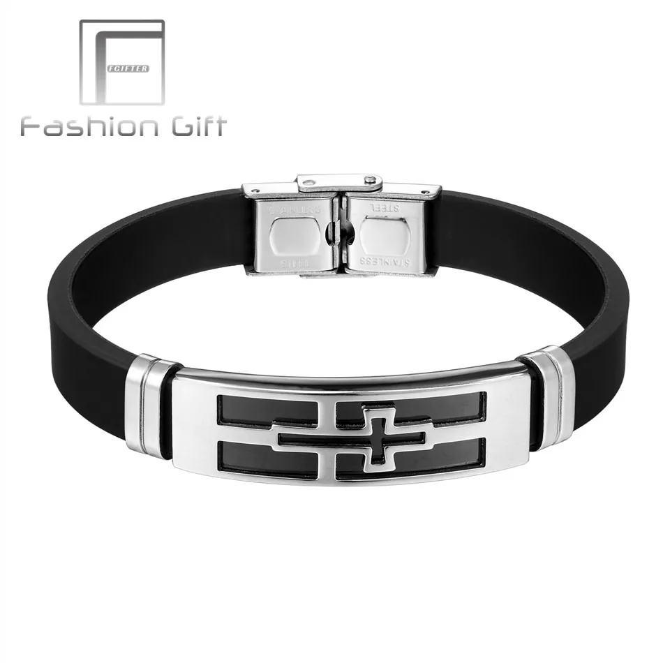 FGifter Wholesale New Fashion Genuine Silicone Man Bracelet Cross Stainless Steel Men Jewelry Christmas Gift 810
FGifter Wholesale New Fashion Genuine Silicone Man Bracelet Cross Stainless Steel Men Jewelry Christmas Gift 810