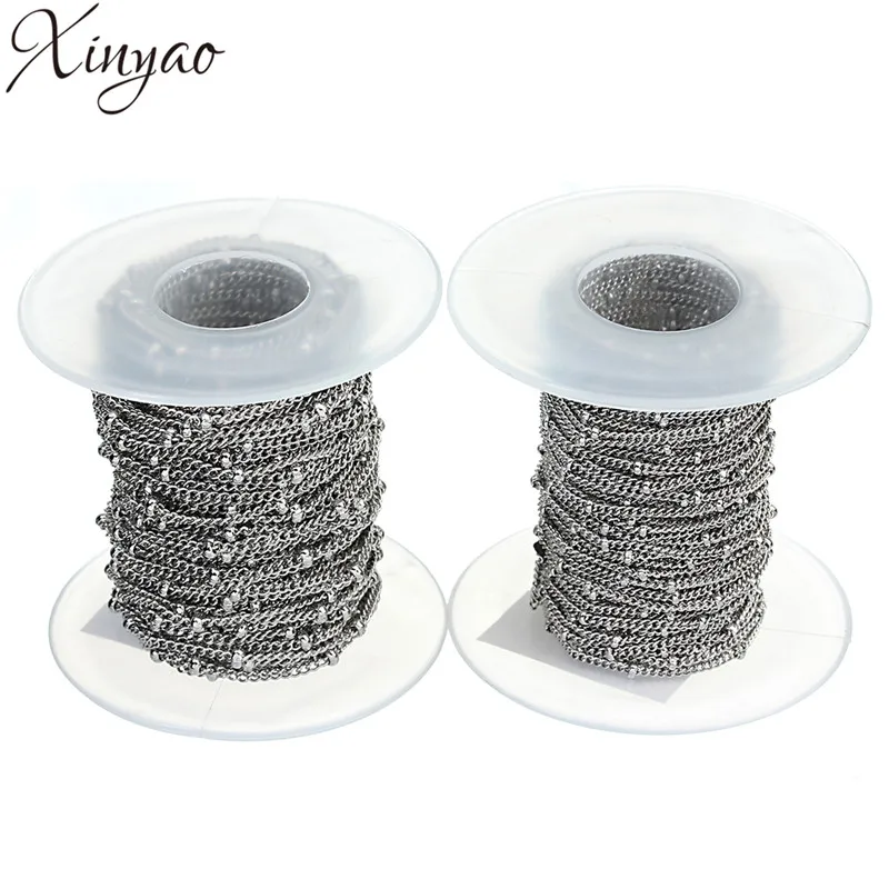 XINYAO 10yards/lot 1.5/2mm Width Metal Stainless Steel Link Chains With 2/3mm Flat Beads for Necklace Bracelets Makings F5973
XINYAO 10yards/lot 1.5/2mm Width Metal Stainless Steel Link Chains With 2/3mm Flat Beads for Necklace Bracelets Makings F5973