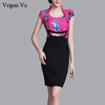 Women Dresses Summer Elegant Print Patchwork Slim V-neck Short Sleeve Chinese Style High-waist Office Lady Fashion Pencil Dress
Women Dresses Summer Elegant Print Patchwork Slim V-neck Short Sleeve Chinese Style High-waist Office Lady Fashion Pencil Dress