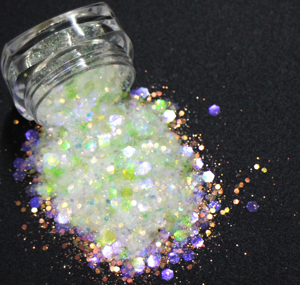1g/pot, Mix Hexagons Shapes Sequins, Iridescent Rainbow Shining Colors Slice 3D Nail Art Glitters Paillettes
1g/pot, Mix Hexagons Shapes Sequins, Iridescent Rainbow Shining Colors Slice 3D Nail Art Glitters Paillettes
