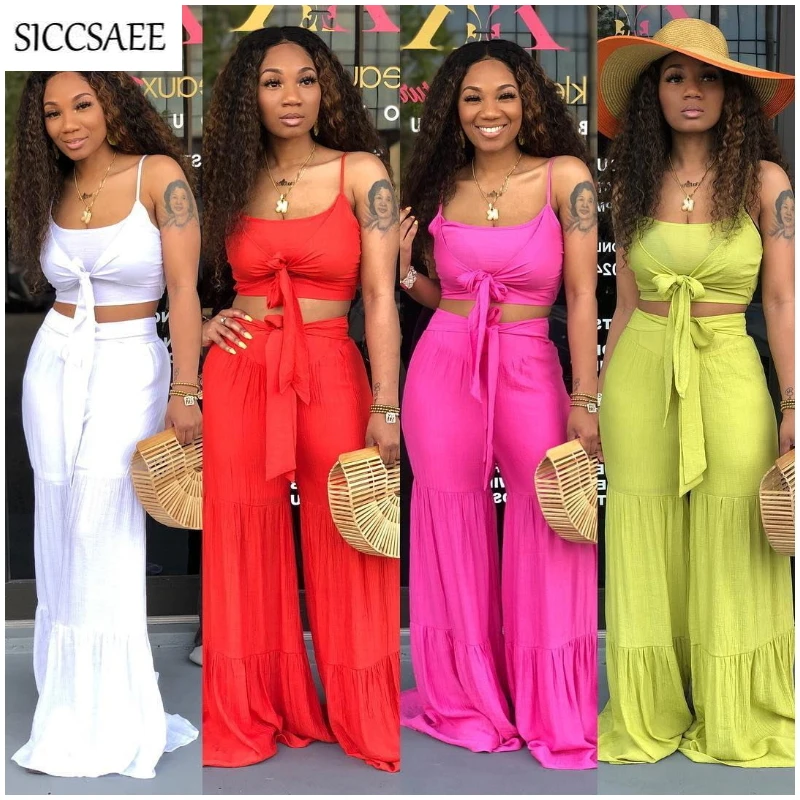 Solid Color Crop Top Palazzo Pants Ruched Backless Two Piece Set Wide Leg Summer Style 2019 Sweat Suit Sexy Overalls Wrinkle
Solid Color Crop Top Palazzo Pants Ruched Backless Two Piece Set Wide Leg Summer Style 2019 Sweat Suit Sexy Overalls Wrinkle