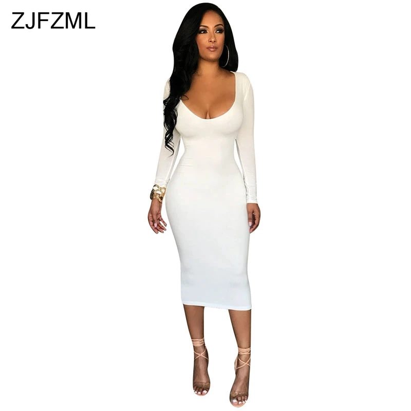 ZJFZML Deep V Neck Long Sleeve Sheath Dress Women Sexy Solid High Wiast Back Hollow Draped Dress Autumn Bandage Mid-Calf Dress
ZJFZML Deep V Neck Long Sleeve Sheath Dress Women Sexy Solid High Wiast Back Hollow Draped Dress Autumn Bandage Mid-Calf Dress