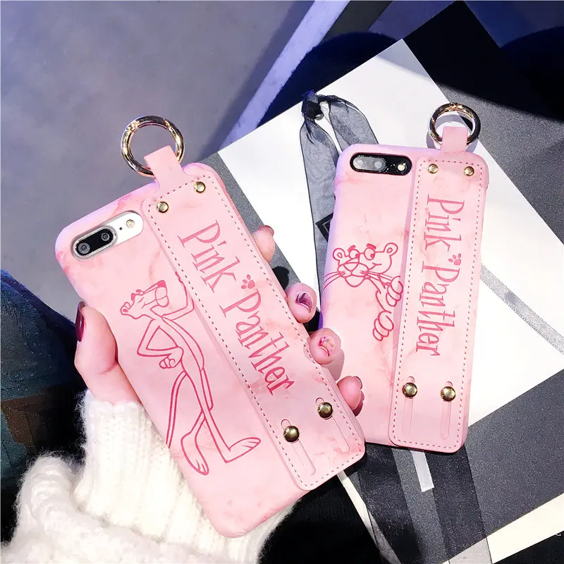 Luxury pink panther wrist strap PU case for iphone X 6 6s 6plus 7 7plus 8 8plus Wrist Grip Case Hard Back Cover Tide brand case
Luxury pink panther wrist strap PU case for iphone X 6 6s 6plus 7 7plus 8 8plus Wrist Grip Case Hard Back Cover Tide brand case