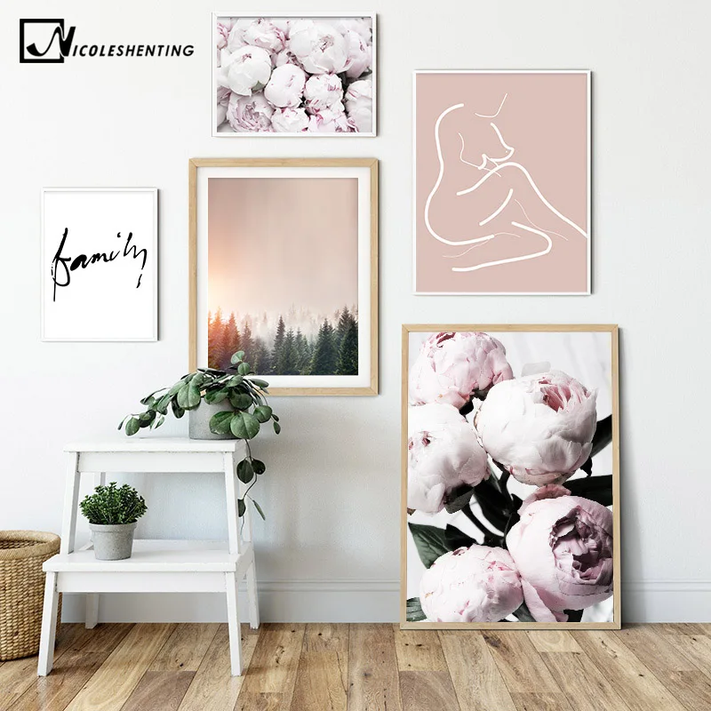Pink Peony Flower Family Picture Scandinavian Poster Nordic Forest Sunset Print Wall Art Canvas Painting Modern Room Decoration
Pink Peony Flower Family Picture Scandinavian Poster Nordic Forest Sunset Print Wall Art Canvas Painting Modern Room Decoration