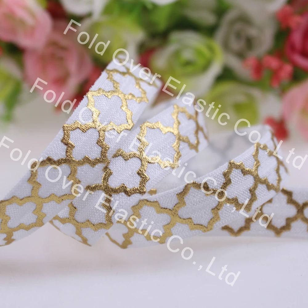 Small package foe elastic 5/8"fold over elastic 10yards/roll gold foil quatrefoil printed foe free shipping
Small package foe elastic 5/8"fold over elastic 10yards/roll gold foil quatrefoil printed foe free shipping