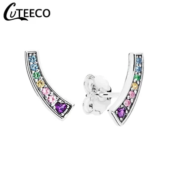 CUTEECO Rainbow Heart Shape Colorful Zircon Stud Earrings For Women Arcs of Love CZ Brand Earring Jewelry 2019 Brinco Bijoux
CUTEECO Rainbow Heart Shape Colorful Zircon Stud Earrings For Women Arcs of Love CZ Brand Earring Jewelry 2019 Brinco Bijoux