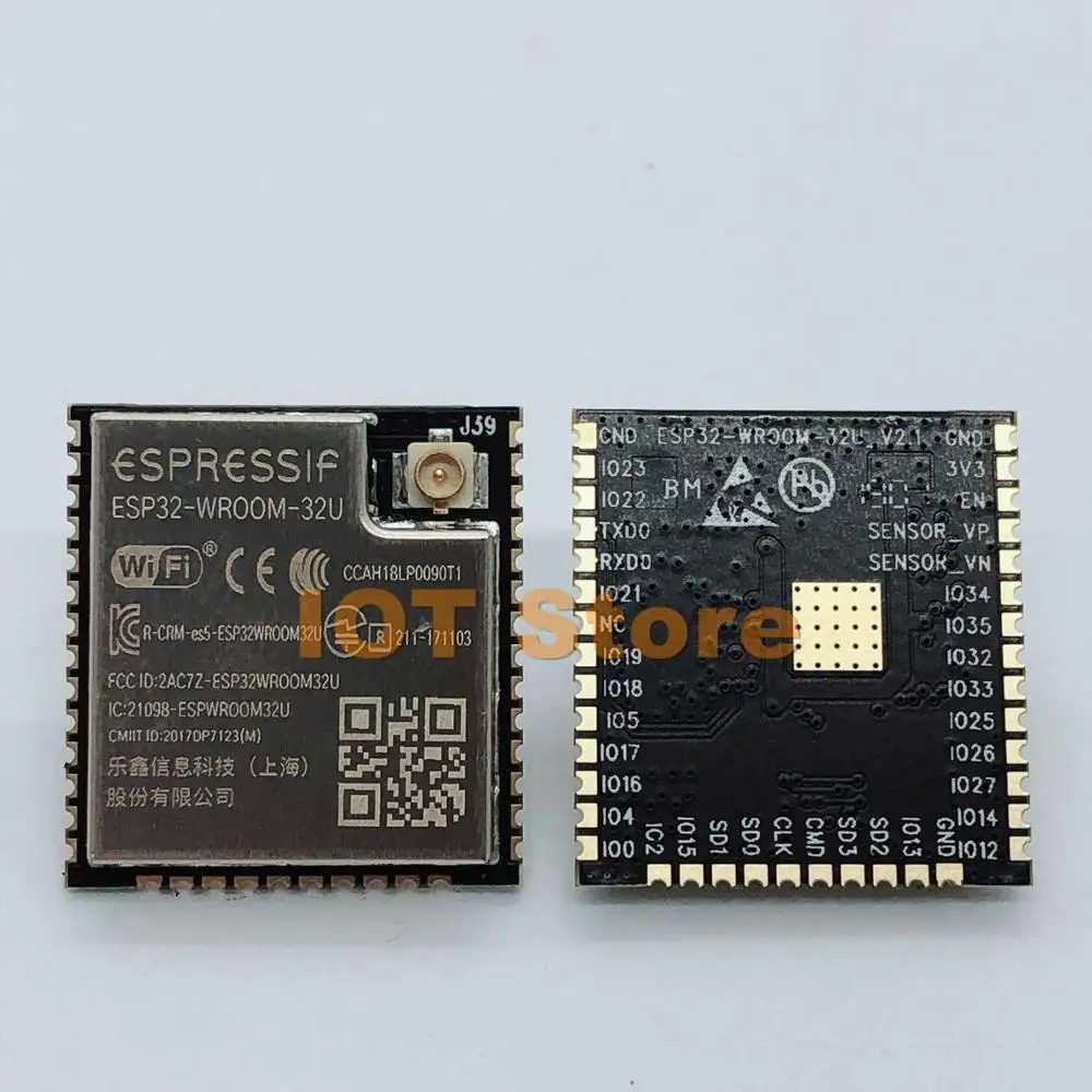 ESP32-WROOM-32U Wi-Fi+BT+BLE ESP32 Module IPEX antenna connector 32Mbits 4MB Flash Memory Espressif Original
ESP32-WROOM-32U Wi-Fi+BT+BLE ESP32 Module IPEX antenna connector 32Mbits 4MB Flash Memory Espressif Original