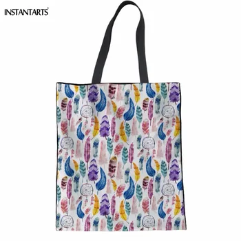 INSTANTARTS Colorful Feather Indian Dreamcatcher Printing Linen Shopping Tote Bags Large Shoulder Bags for Girl Reusable Eco Bag
INSTANTARTS Colorful Feather Indian Dreamcatcher Printing Linen Shopping Tote Bags Large Shoulder Bags for Girl Reusable Eco Bag