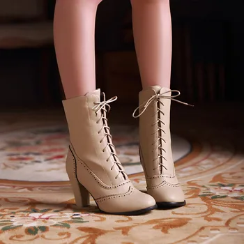 Vogue Boots Women NiceHigh Heel Short Boots Mid Calf Autumn Boots Pointed Toe Lady Shoes Lace Up Casual Botas Mujer
Vogue Boots Women NiceHigh Heel Short Boots Mid Calf Autumn Boots Pointed Toe Lady Shoes Lace Up Casual Botas Mujer
