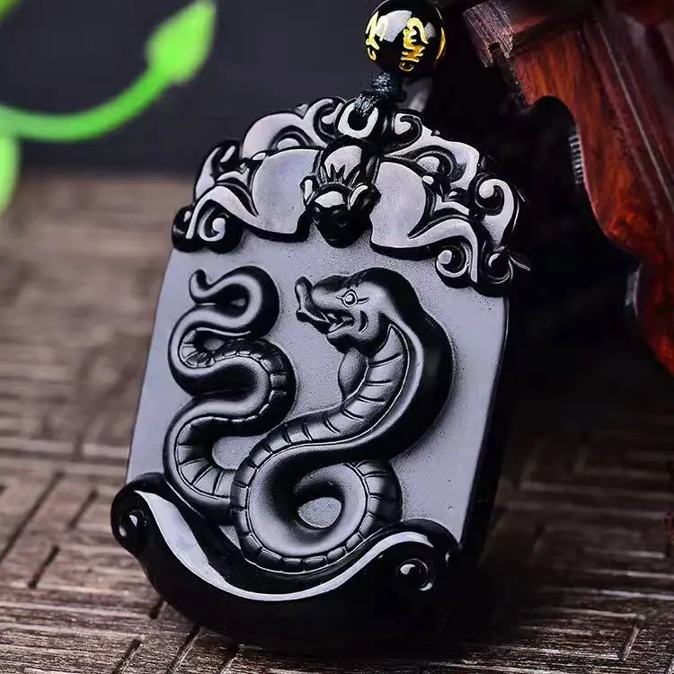 Collares Beautiful Handmade Natural Obsidian Carved Chinese Zodiac Snake Pendants + Free Necklace Fashion Woman Man's Jewelry
Collares Beautiful Handmade Natural Obsidian Carved Chinese Zodiac Snake Pendants + Free Necklace Fashion Woman Man's Jewelry