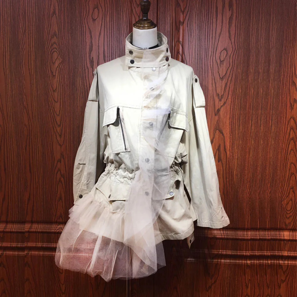 New oversize women stylish mesh trench 2019 fashion ladies elegant patchwork coats girls street-wear cotton coat outfit chic ins
New oversize women stylish mesh trench 2019 fashion ladies elegant patchwork coats girls street-wear cotton coat outfit chic ins