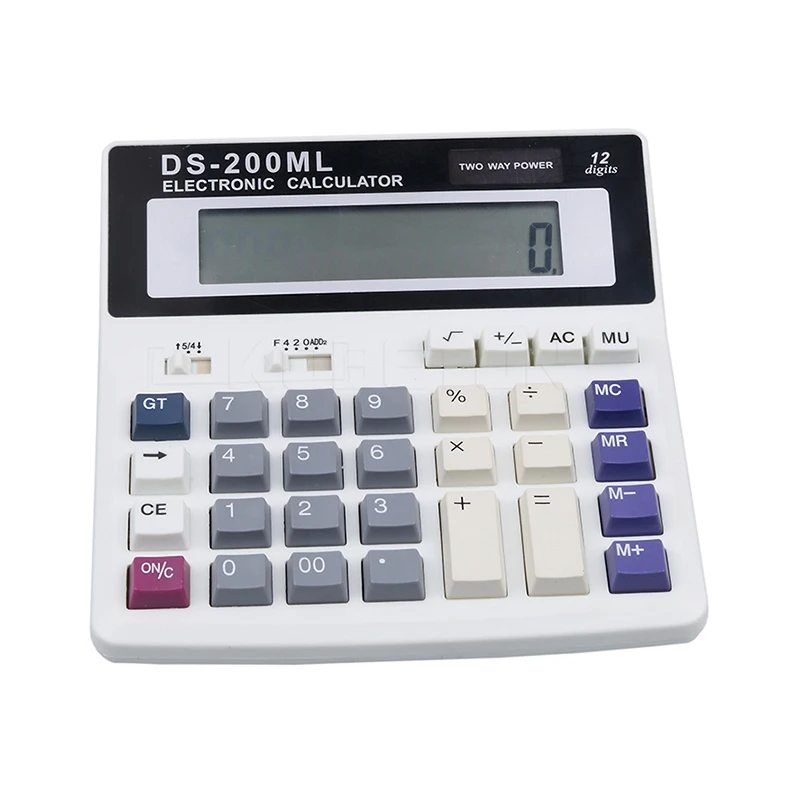 

Hot DS-200ML Office calculator Muti-function calculator Large key-board keys 12 Digits Big display Dual power calculators