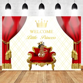 Welcome Little Princess Backdrop Gold Crown Red Curtain Royal Baby Shower Photography Backdrops Black Skin Girl Newborn Photo
Welcome Little Princess Backdrop Gold Crown Red Curtain Royal Baby Shower Photography Backdrops Black Skin Girl Newborn Photo