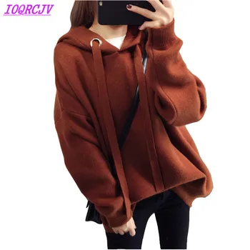Hooded Knit Sweater Women 2018 Autumn Winter Fashion Large size Coat Tops Thick Warm Loose Students Pullover Sweater IOQRCJVH520
Hooded Knit Sweater Women 2018 Autumn Winter Fashion Large size Coat Tops Thick Warm Loose Students Pullover Sweater IOQRCJVH520