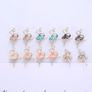 

New style 30pcs/lot alloy drop oil cartoon Dancing girls shape 3D floating locket charms diy jewelry earring/keychain pendants