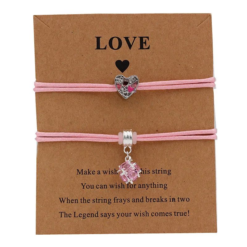 2pcs set heart& Crystal charm adjustable bracelet making wish jewlry gift for girl bestfriend Braided Lucky Bracelets for Women
2pcs set heart& Crystal charm adjustable bracelet making wish jewlry gift for girl bestfriend Braided Lucky Bracelets for Women