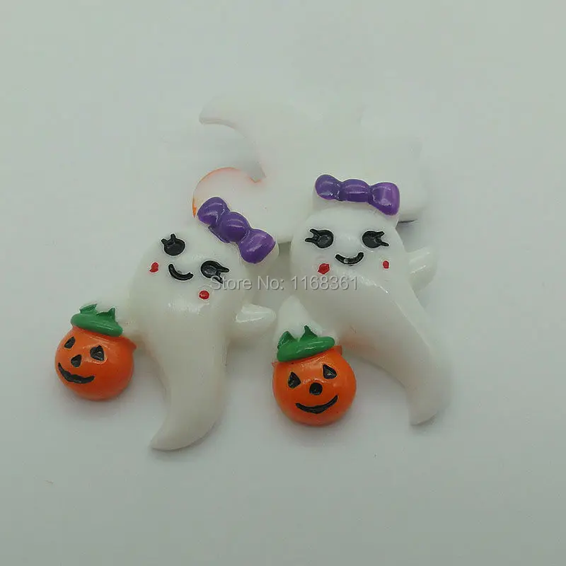 1pcs/lot resin flat back Halloween pumpkin phantom 32mm Cabochons Scrapbooking Hair Bow Center DIY Christmas decration C103-5